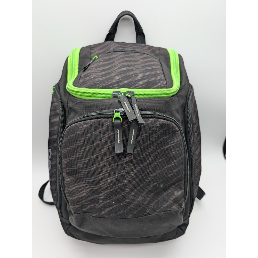 Adidas Ultraride Backpack Black Grey Tiger Stripe Neon Green Media Pocket Bag